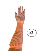 Kit 2Un Fantasia Luva Arrastão Longa Laranja 20Cm- Par