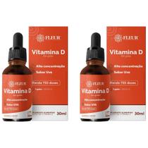 Kit 2un Fleur Vitamina D Em Gotas Sabor Uva 30 ml