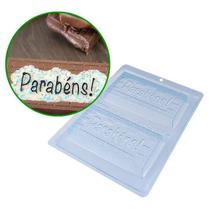KIT 2un Forma de Acetato para Chocolate com Silicone Tablete Parabéns 200g cod 10183 BWB