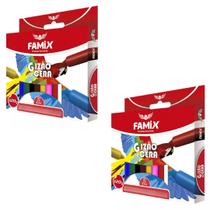 Kit 2un Giz de Cera Gizaão Com 12 Cores 120g - Famix
