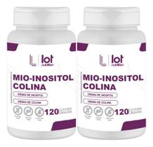 Kit 2un Inositol Colina 120 Cápsulas Foco Mental Equilíbrio Sem Sabor