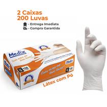 Kit 2un Luva Látex com Pó Medix Caixa 100un Todos Tamanhos Tamanho:G