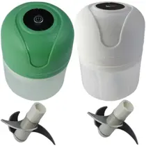 Kit 2Un Mini Processador Elétrico Alho Cebola Alimentos Sem Fio USB 3 Lâminas Recarregável