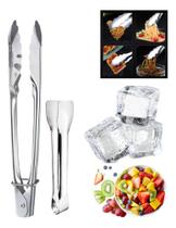 Kit 2un Pegador Multiuso Inox Ideal Para Massas Carnes Grelhados Self Service Gelo Drink Prático Higiênico