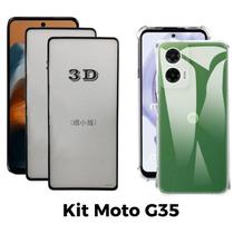 Kit 2UN Película 3D de Vidro + Capa Transparente para Motorola Moto G35