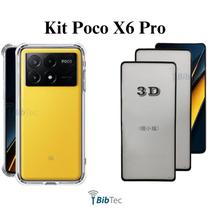 Kit 2UN Película 3D de Vidro + Capa Transparente para Xiaomi Poco X6 Pro 5G