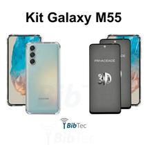 Kit 2UN Película 3D de Vidro Privacidade + Capa Transparente para Samsung Galaxy M55