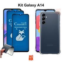 Kit 2UN Película Cerâmica Fosca Privacidade + Capa Transparente Samsung para Galaxy A14