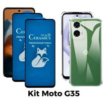 Kit 2UN Película Fosca Privacidade + Capa Transparente para Motorola Moto G35