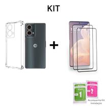 Kit 2UN Películas De Cerâmica 9D + 1UN Capinha Transparente Para Motorola Moto G85