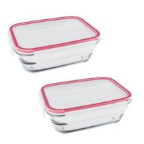Kit 2Un Potes de Vidro Retangular Hermético (630 ml) - MEK Kit 2Un Potes de Vidro Retangular Hermético (630 ml) - MEK