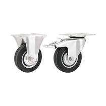 Kit 2un rodízio fixo giratório freio borracha preta 5" 127mm