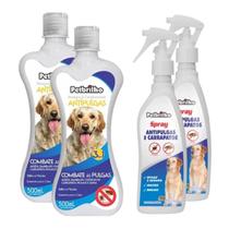 Kit 2un Shampoo Condicionador + 2un Spray Antipulgas Dog Pet - Kit Antipulgas