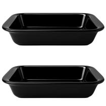 Kit 2un Travessas Refratárias Cerâmicas Retangulares Assadeira Multiuso para Servir Forno 1850ml