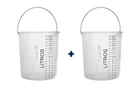 Kit 2und Balde Plástico Graduado Transparente 20L Com Alça