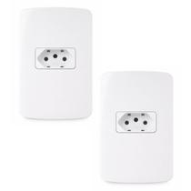 Kit 2Und Conjunto com Tomada Branco 10A 2P+T 250V Placa 4x2
