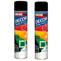 Kit 2uni Decor Spray Multiuso Preto Fosco 360ml - Colorgin