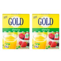 Kit 2uni Gold Adoçante Stevia em Pó 50X6mg - Gold