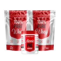 Kit 2x 100% Pure Whey 900g + Pré treino Atomic Maça Verde 300g PURETECH Kit 2x 100% Pure Whey 900g + Pré treino Atomic Maça Verde 300g PURETECH