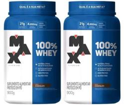 Kit 2x 100% Whey Protein Concentrado pote 900g Max Titanium