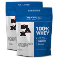 Kit 2x 100% Whey refil 900g Max Titanium proteína concentrado + nota fiscal