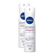Kit 2X 150ml Desodorante Nivea Deomilk Beauty Elixir Sensitive Aerosol Antitranspirante 48h