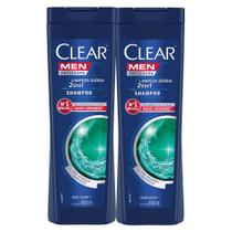 Kit 2X 400ml Shampoo Clear Men Limpeza Diária 2 em 1