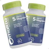 Kit 2x 5 Magnésio Malato Quelato Taurato Citrato Óxido natural 120 cápsula pura multivitamínico