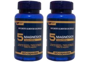 KIT 2x 5 Magnésios (Quelato,Malato,Taurato,Citrato,Óxido) 500mg 60 cápsulas