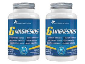 Kit 2x 6 Magnésios Taurato Malato Bisglicinato Citrato 60 Capsulas 600mg