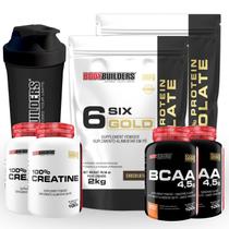 KIT 2x 6 Six Gold 100% Protein Isolate 2kg + 2x Creatina 100g + 2x BCAA 100g + Coqueteleira - Bodybuilders KIT 2x 6 Six Gold 100% Protein Isolate 2kg + 2x Creatina 100g + 2x BCAA 100g + Coqueteleira - Bodybuilders