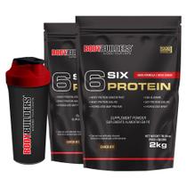 Kit 2x 6 Six Protein 2kg + Coqueteleira Bodybuilders