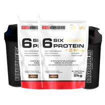 KIT - 2x 6 Six Protein c/ ZMA - 2kg + 2x Coqueteleira - Bodybuilders KIT - 2x 6 Six Protein c/ ZMA - 2kg + 2x Coqueteleira - Bodybuilders