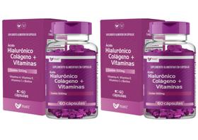 Kit 2x Ácido Hialurônico com Colágeno + Vitaminas - 60 Cápsulas / 500mg Muwiz Kit 2x Ácido Hialurônico com Colágeno + Vitaminas - 60 Cápsulas / 500mg Muwiz