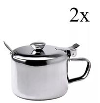 Kit 2x Açucareiro Inox com Tampa e Colher 250ml Dia a Dia