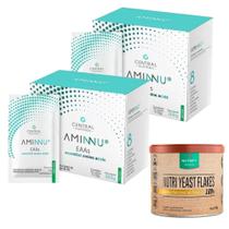 Kit 2x Aminnu 10G 30 Sachês - Central Nutrition + Nutriyeast Flakes - Levedura em Flocos 100g