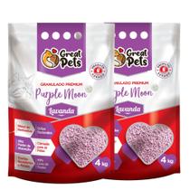 Kit 2x Areia Higiênica Premium para Gatos 4kg Bentonita Lavanda, Alta Absorção, Torrões Firmes