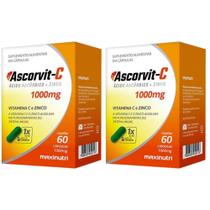 KIT 2X Ascorvit-C 1000mg (Vitamina C + Zinco) 60 Cápsulas - Maxinutri
