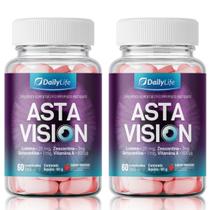 Kit 2x Asta Vision Suplemento Alimentar com Luteína Zeaxantina Astaxantina e Vitamina A 60 Comprimidos Mastigáveis Sabor Morango 1.000 Mg