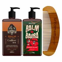 Kit 2x Balm Barba Coffee Guaraná e Pente Curvo Don Alcides