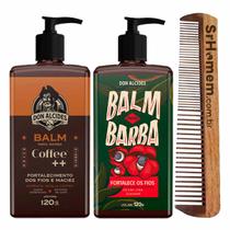 Kit 2x Balm Barba Coffee Guaraná e Pente Duplo Don Alcides