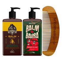 Kit 2x Balm Barba Lemon Guaraná e Pente Curvo Don Alcides