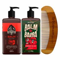 Kit 2x Balm Barba Negra Guaraná e Pente Curvo Don Alcides