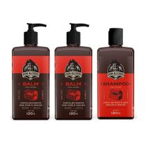 Kit 2x Balm e 1x Shampoo Para Barba Negra 120ml Don Alcides