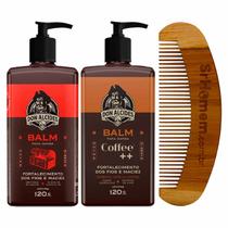 Kit 2x Balm Para Barba Negra Coffee Pente Curvo Don Alcides