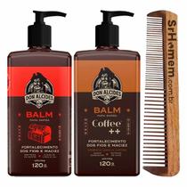 Kit 2x Balm Para Barba Negra Coffee Pente Duplo Don Alcides