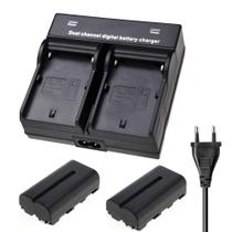 Kit 2x Baterias e Carregador Duplo NP-F550 Monitores e Leds