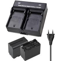 Kit 2x Baterias e Carregador Duplo NP-F960/F970 para Estúdio Kit 2x Baterias e Carregador Duplo NP-F960/F970 para Estúdio