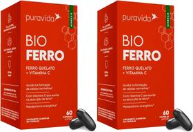 Kit 2x Bio Ferro - Ferro Quelato + Vitamina C - 60 Cápsulas - Puravida
