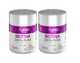 Kit 2x Biotina 100 pura 45mcg 60 cápsulas Body Action